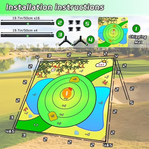 Golf Chipping-spil med 80\" x 80\" stort målmåtte-træningssæt