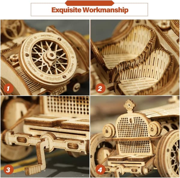 Bil Træmodel sæt - 3D Puslespil Model Byggesæt - Julegaver