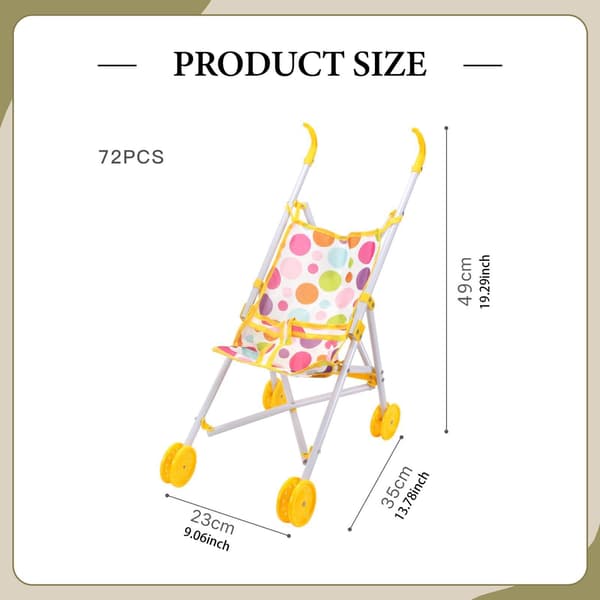 kowaku Doll Toy Foldable Pretend Play Stroller Role Play Pram Foldable Simulation Toy pp Fabric Suitable for Kids Home