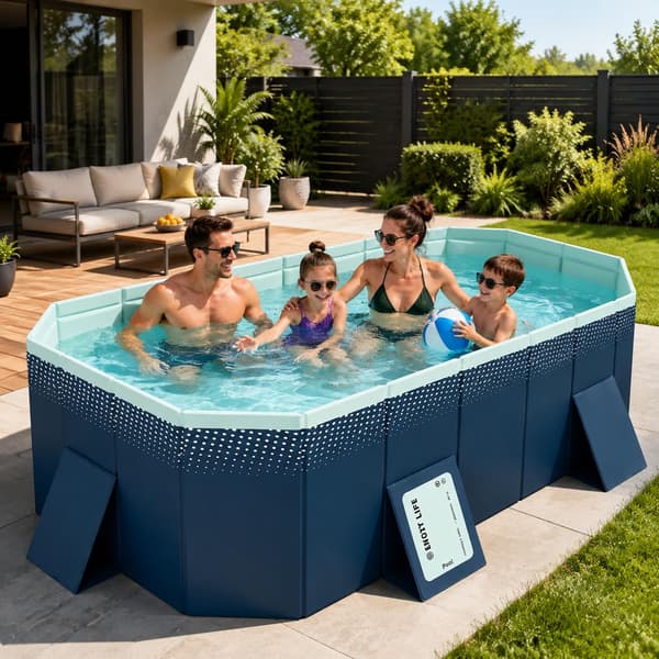 2,1 m PVC hopfällbar pool utomhus bärbar familjeträdgårdspool
