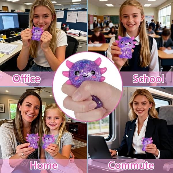 9 cm Lilla Glitrende Siddende Axolotl Squishy Langsomt Stigende Lilla Siddende Stil Purple Sitting Style