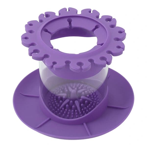 Makeup Brush Cleaner Round Detachable Brush Scrubber Cleaning Multifunctional Brush Cleaning Mat Cup for Home Dorm Purple