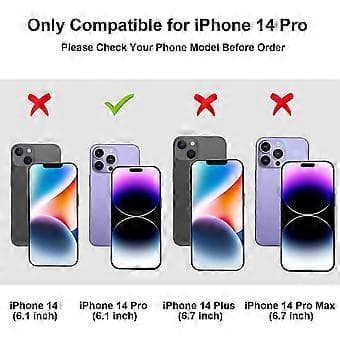 iPhone 14 Pro Case with Card Holder Protective Dual Layer Armor Rubber Navy Blue