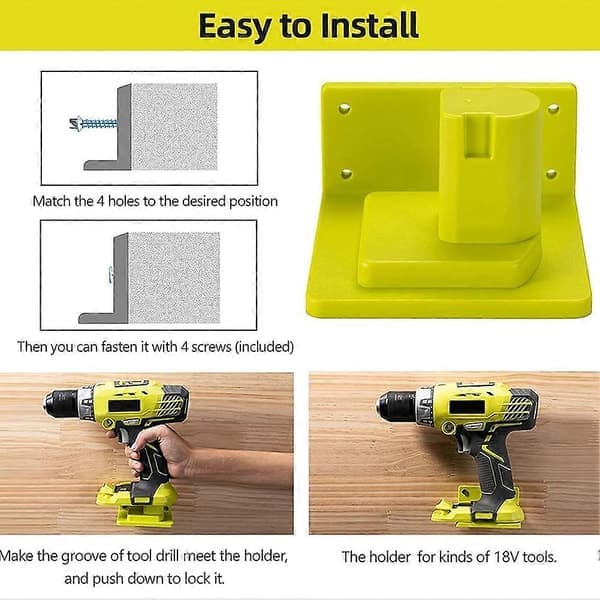 5 Pcs Tool Holder for Ryobi 18V Power Tools Wall Mount Portable Holder Bracket Hanger Storage Organizer