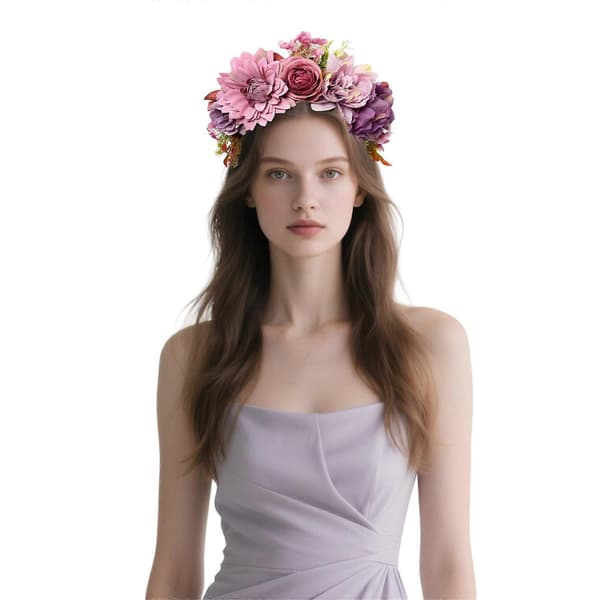 Bløde stofblomsterhårbånd til kvinder, justerbart hårbånd med realistiske blomster, velegnet til fotografering, begivenheder, bryllup 9-FX-9 9