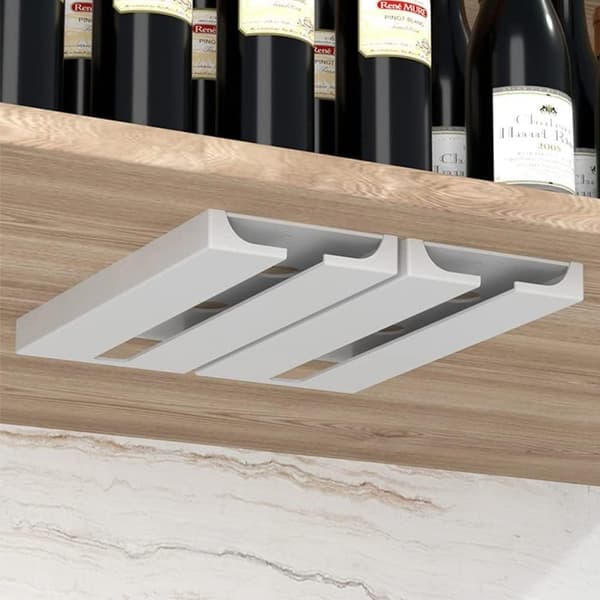 (White) 2 pcs hanging wine glass rack, hanging glass holder, W