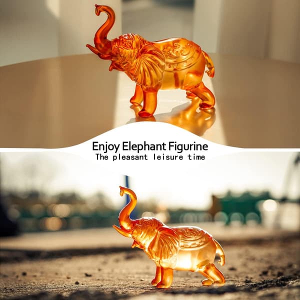 Krystal Elefant Figur Samlerobjekt, Håndblæst Malet Glas Kunst Vilde Dyr Pynt, Hjemmekontor Brevvægt Dekoration