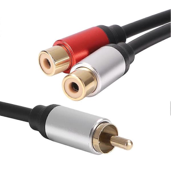 1RCA Han til 2RCA Hun Lydkabeladapter til DVD TV Laptop Bærbar RCA Lyd Y Splitter Kabel