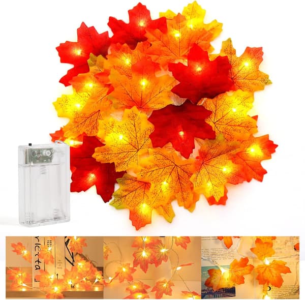 Ahornbladslamper, 3M 20 LED Efterårslamper Efterårsløvslamper Efterårsdekorationer Halloween Dekorationer