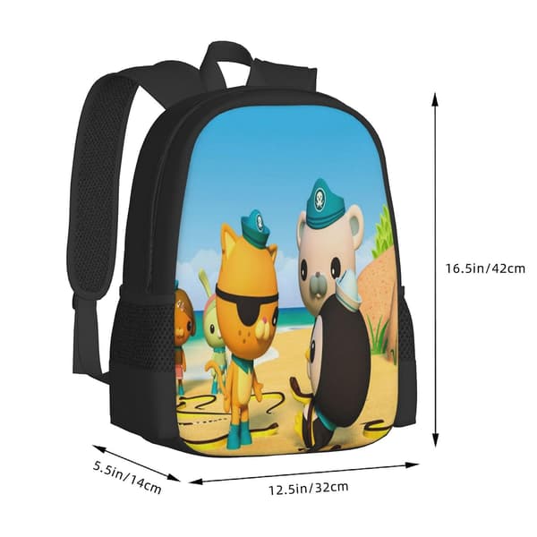 Octonauts Backpack Large Capacity Laptop Bag Lightweight Adjustable Straps Casual Large Capacity