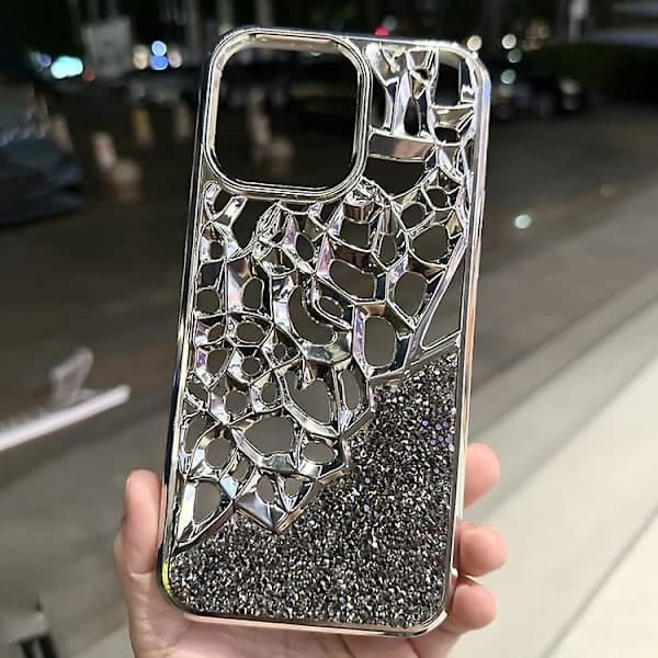 Diamond Style Hollow Heat Dissipating Electroplated TPU Phone Case for iPhone 14 Pro