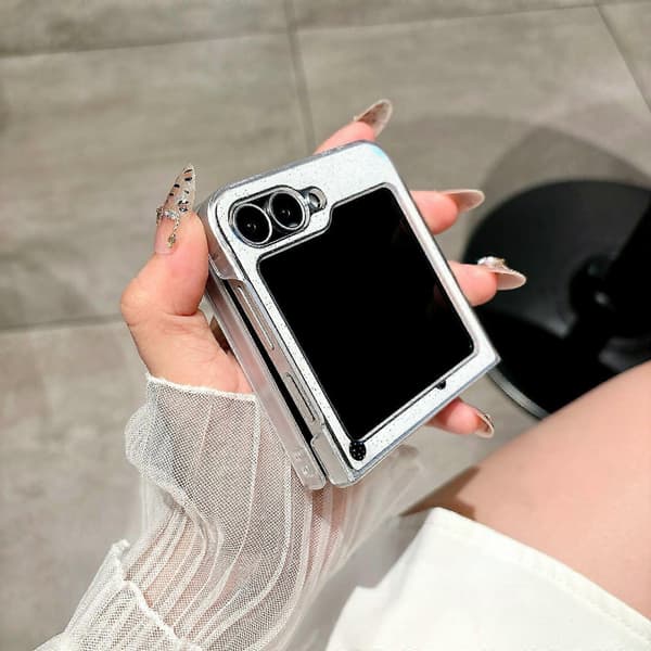 (New) Glitter Powder Dots Pattern Phone Case with Holder (For Samsung Galaxy Z Flip4)
