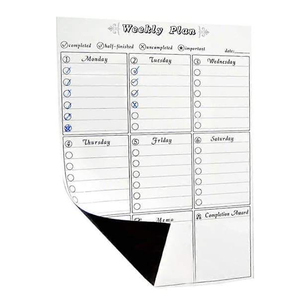 Magnetisk Whiteboard Ukeplanlegger Ukeplanlegger Kjøleskapsmagnet Magnetisk Kjøleskapsplanlegger Ukeplanlegger Kjøleskap