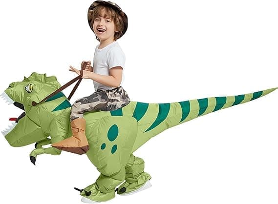 Oppblåsbart T-Rex-kostyme for ridning, luftoppblåsbart morsomt kostyme til maskeradefest og Halloween for barn
