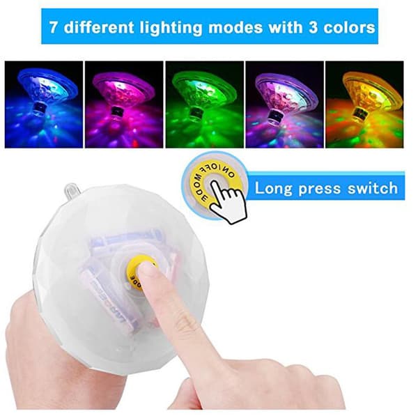 Floating LED lighting for outdoor spa, pool, bathtub