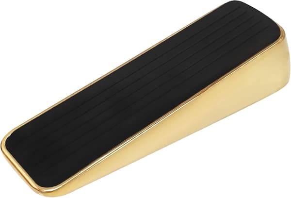 Decorative Brass Door Stop with Rubber, Wedge, Non-Slip