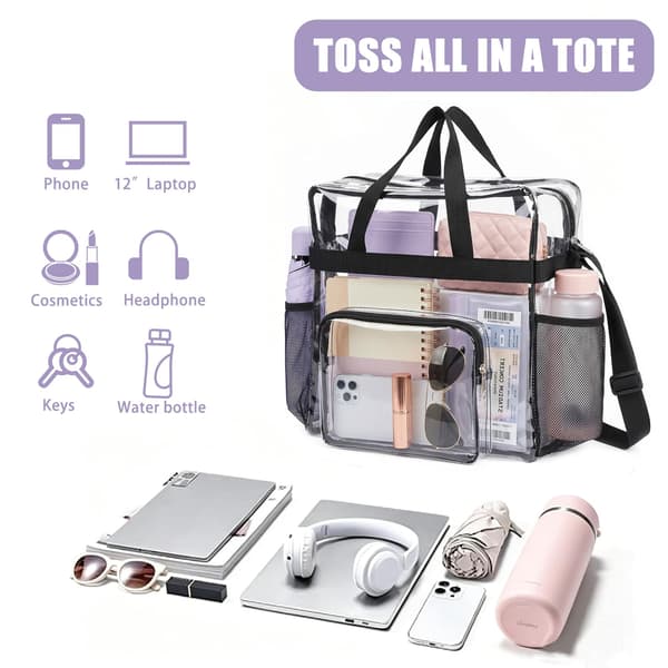 Clear Bag for Stadium Events, 12x6x12 Clear Tote Bag for Work