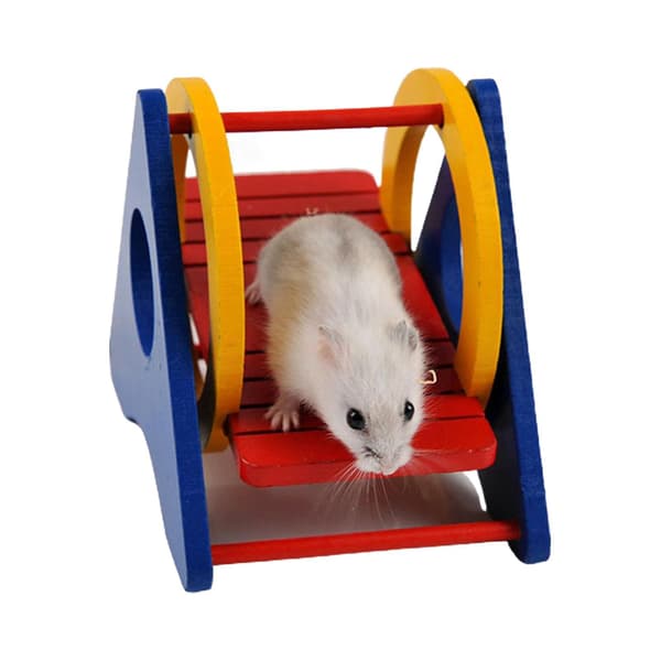 Hamster tygge legetøj træ gynge gyngebro spiselige stige til små marsvin