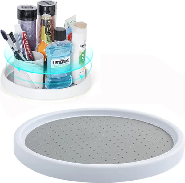 Rotating Plate Organizer Kitchen, 25 cm Rotating Plate Spice Rack, 360° Rotating Refrigerator Tray, Round Kitchen Shelf Rotating Plate