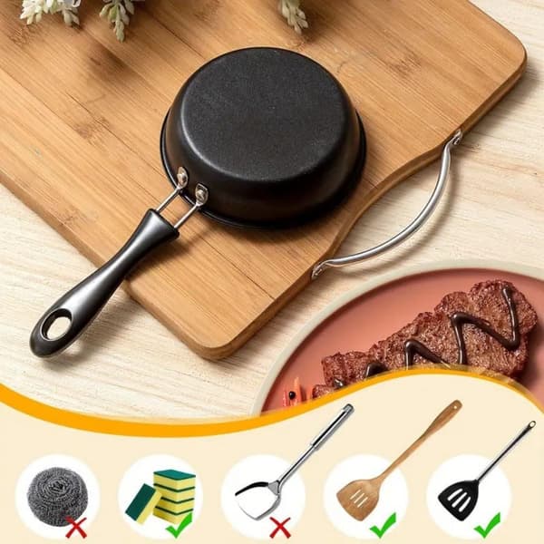 Mini stekepanne, perfekt for steking av egg, pannekaker osv.; egnet for hjemmebruk og utendørs camping.