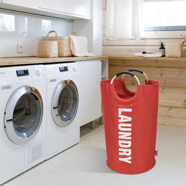 Foldable Laundry Basket 115L Large Capacity with Handles and Raised Base, Portable Storage Bin for Home, Dorm, Camping, Red