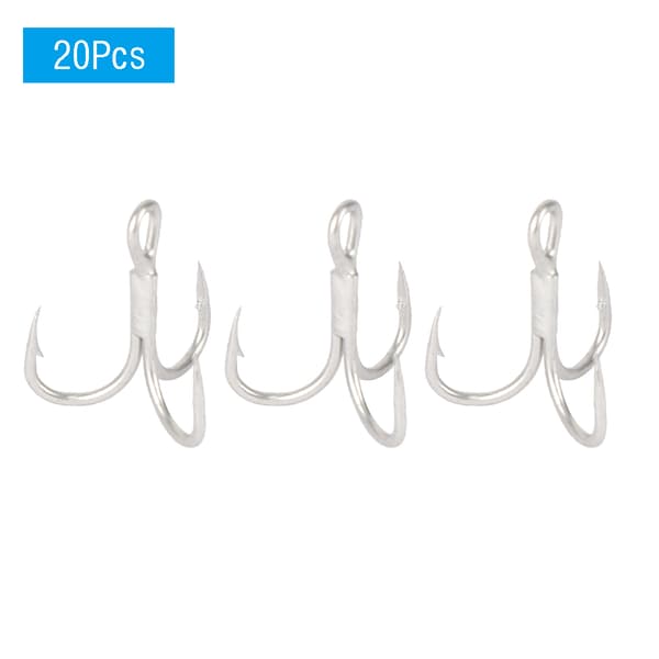 20pcs Strong Carbon Steel Treble Hooks with Sharp Point and Bait for Fishing (8#)
