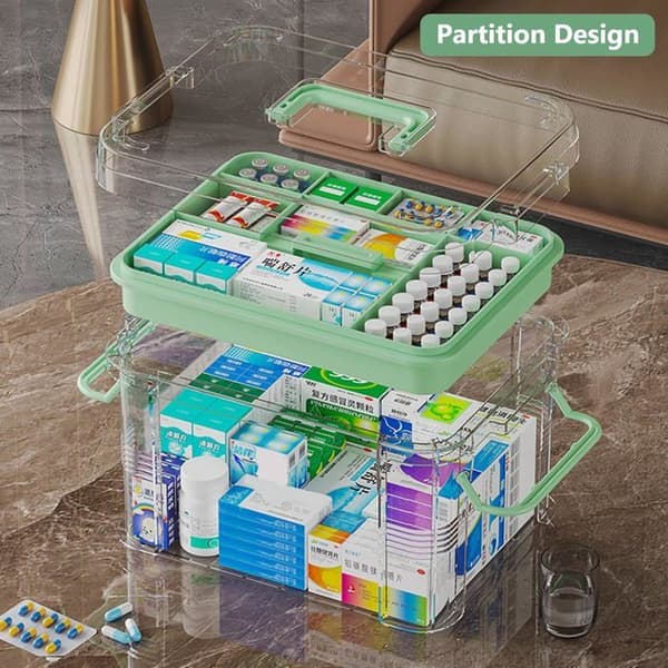 2-tier family pharmacy. Optimized design for storing medicines and first aid items.