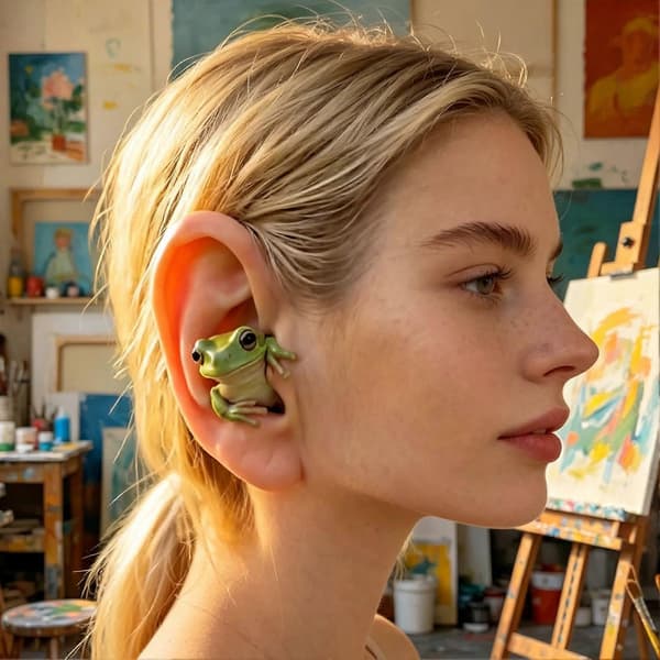 Søde frø-øretelefoner – Bluetooth & unikt design – til børn og voksne – opladningsetui C C