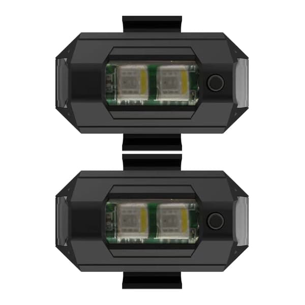 2 stk. Drone Strobelys 7 Tilstande Ultralet Nem Installation Micro USB Drone Navigationslys til Cykel Bil Motorcykel
