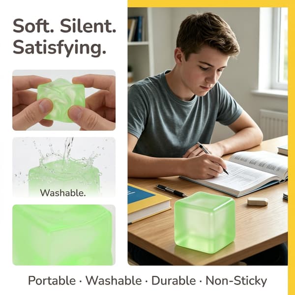 Stress-terning Sensorisk Fidget-legetøj til voksne til angstlindring, langsomt stigende squishy | Isterning-klem-stressbolde til børnefødselsdagsgaver (Grøn) Green