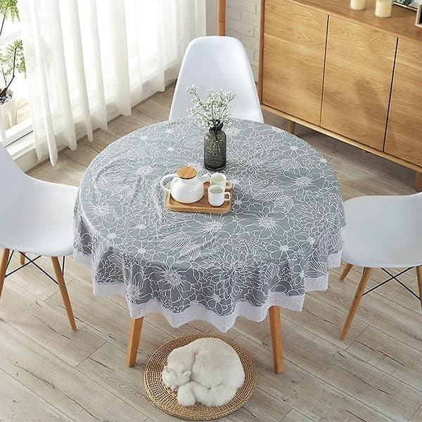 Vaskbar rund duk 180 cm Vanntett Rynkefri