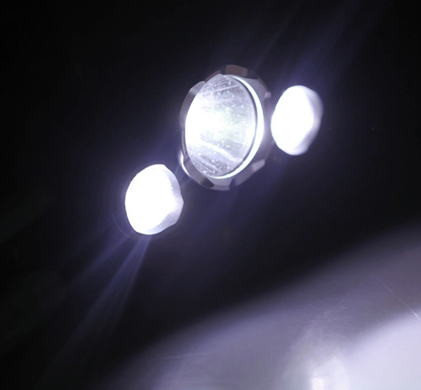Vedenpitävä otsalamppu 3 LED-valolla, ladattava