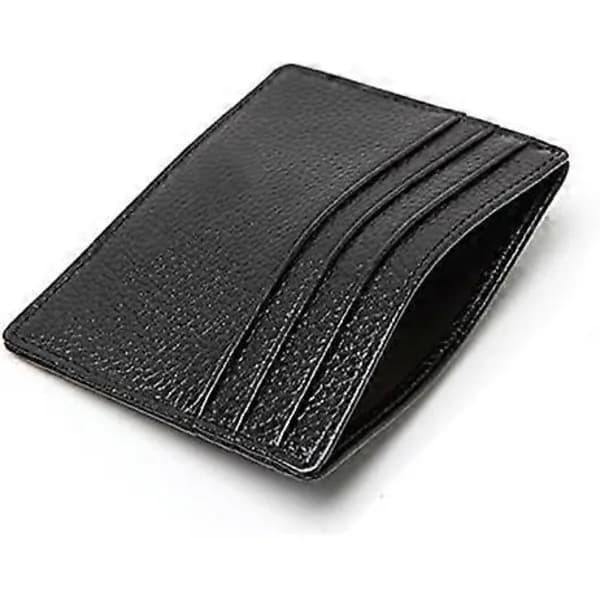 RFID Blocking Genuine Leather Unisex Slim Credit Card Holder Debit Wallet Case Black