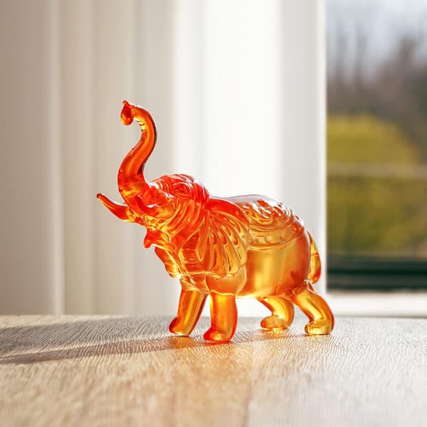 Krystal Elefant Figur Samlerobjekt, Håndblæst Malet Glas Kunst Vilde Dyr Pynt, Hjemmekontor Brevvægt Dekoration