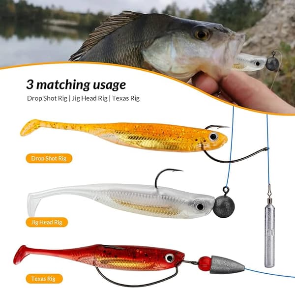 Fire T-hale bioniske agn regnbuefisk, 7,5 cm/2,2 g hult agn