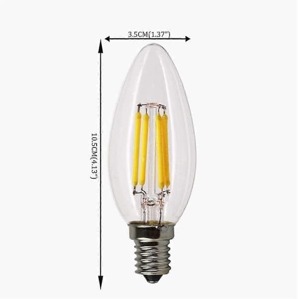 12V E14 LED-kertepære C35-form 4W 2700K Varmt lys Antik stil DC12V 2-pak