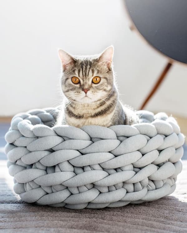Handmade Basket for Pets Dog Cat Thick Cotton Braided Rope Soft C