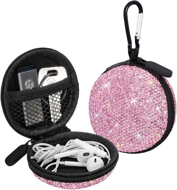 Hodetelefonveske Ørepropper Små Bærevesker Bling Rhinestone Krystall
