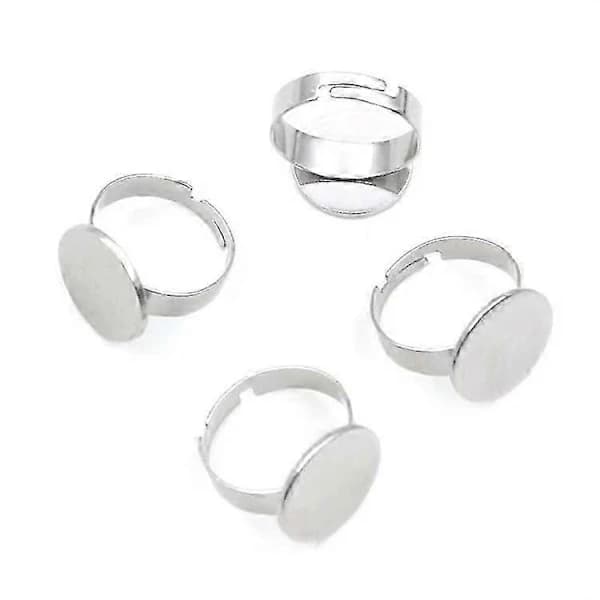20 stk. ringemner justerbare fingerringe runde rustfrit stål DIY smykkefremstillingsmaterialer