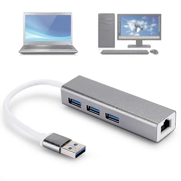 DM HE83 Aluminiumlegering Kablet Netværkskort 100M USB 3.0 HUB Adapter USB til RJ45
