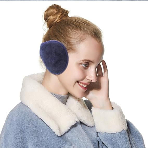 Ørevarmere for menn og kvinner, klassisk fleece, unisex, varme vinterøremuffer, marineblå