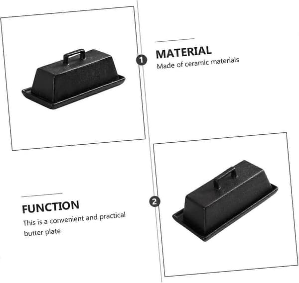 Ceramic Butter Dish with Lid, Airtight Seal, Matte Black with Cutter for Kitchen and Parties
