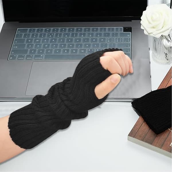 1 par japanske vinterhandsker til kvinder, fingerhandsker med blonde, lange varme handsker med håndledsrem
