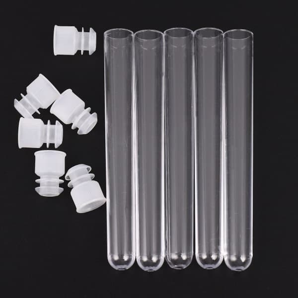 100 stk. Transparente Plast Rør med Låg 12x84mm U-Bund Lange Transparente Prøverør Lab Tilbehør