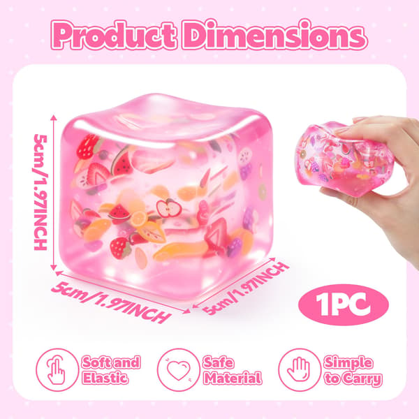 Frukt-isbit Squishy Stressball, Frukt-isbit Squishy Leker, Sakte Stigende Stress-klemme Squishball, Lindrer Angst Sensorisk Fidget Fruktkube Fruit Cube