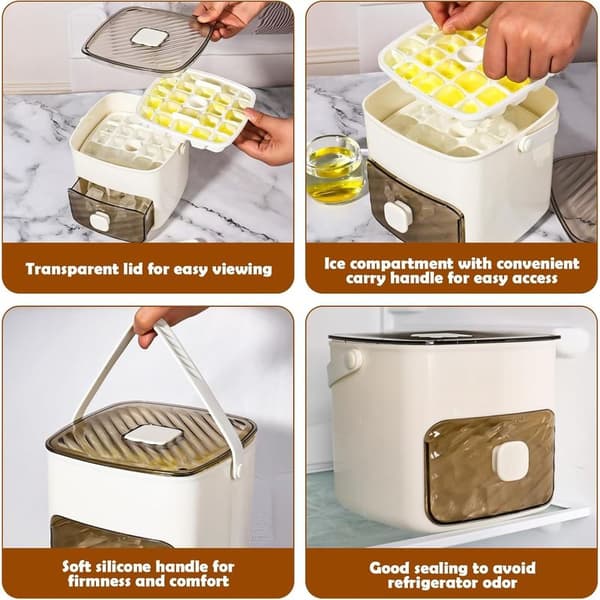 Countertop Ice Maker, Easy Press, Releases All Ice Cubes in One Second, 48-Cube Storage Box with Handle, Ice Tongs and Basket,