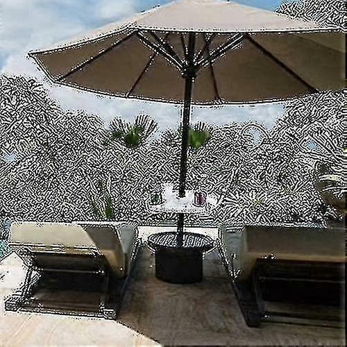 17 \" Large Outdoor Beach Umbrella Table Tray With 4 Cup Holders, 4 Snack Compartments