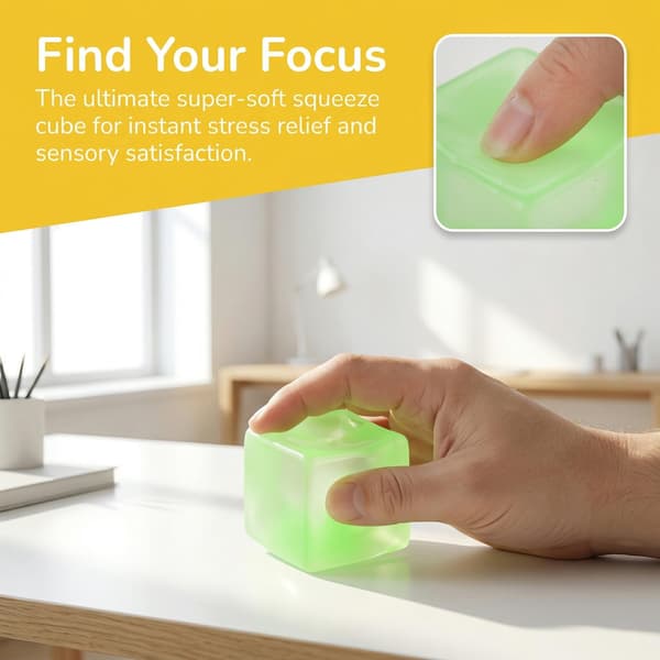 Stress-terning Sensorisk Fidget-legetøj til voksne til angstlindring, langsomt stigende squishy | Isterning-klem-stressbolde til børnefødselsdagsgaver (Grøn) Green