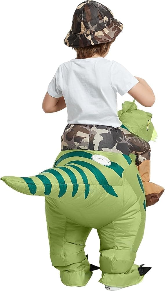 Oppblåsbart T-Rex-kostyme for ridning, luftoppblåsbart morsomt kostyme til maskeradefest og Halloween for barn