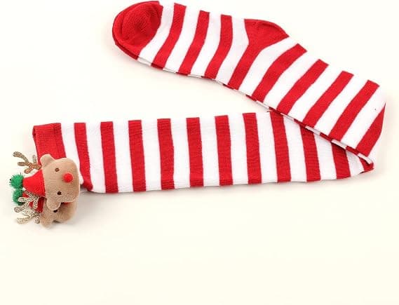 Jul Älg Randiga Knähöga Strumpor för Kvinnor - Grön